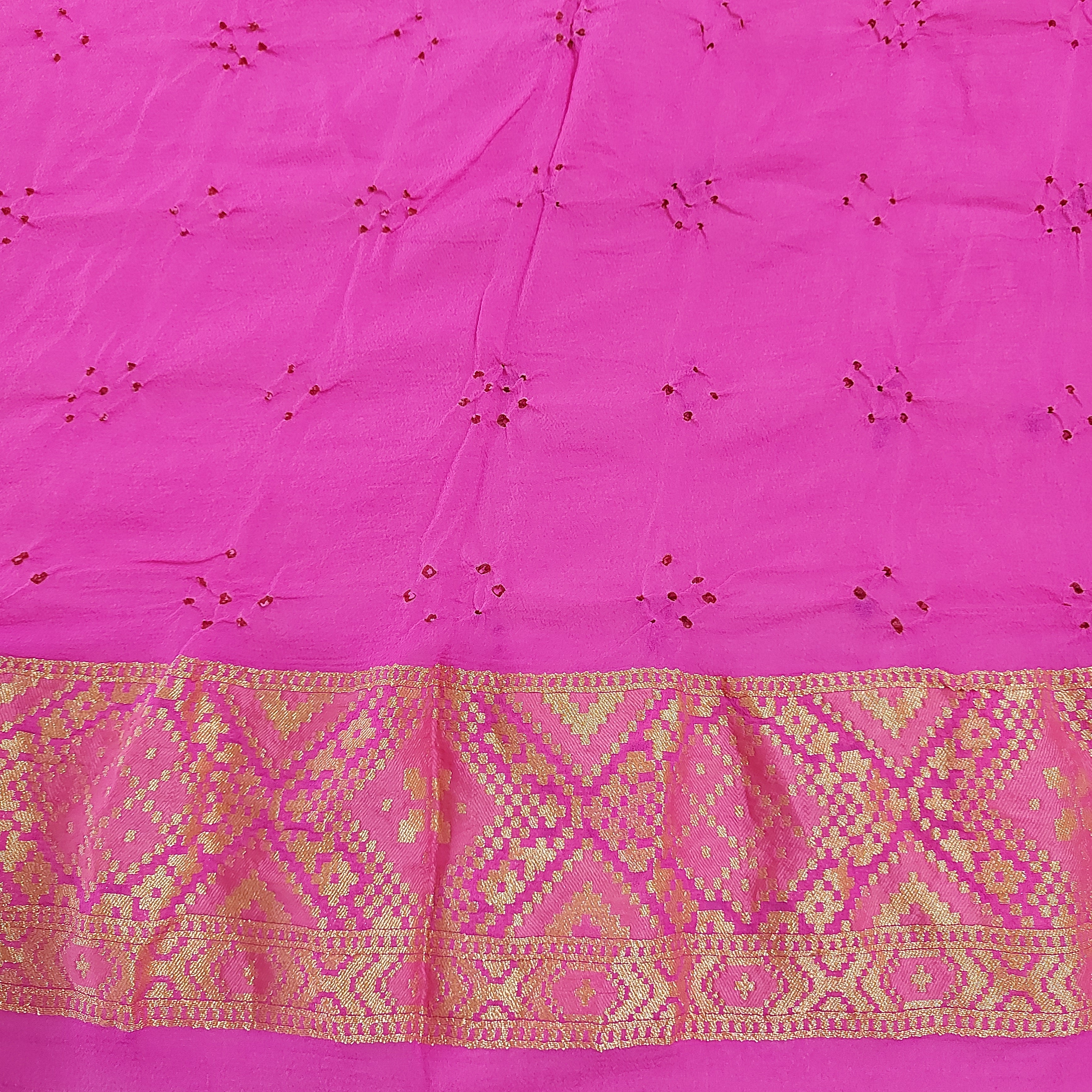Gulmohar - Mauvish Pink Pure Khaddi Georgette+Meenakari+Bandhej