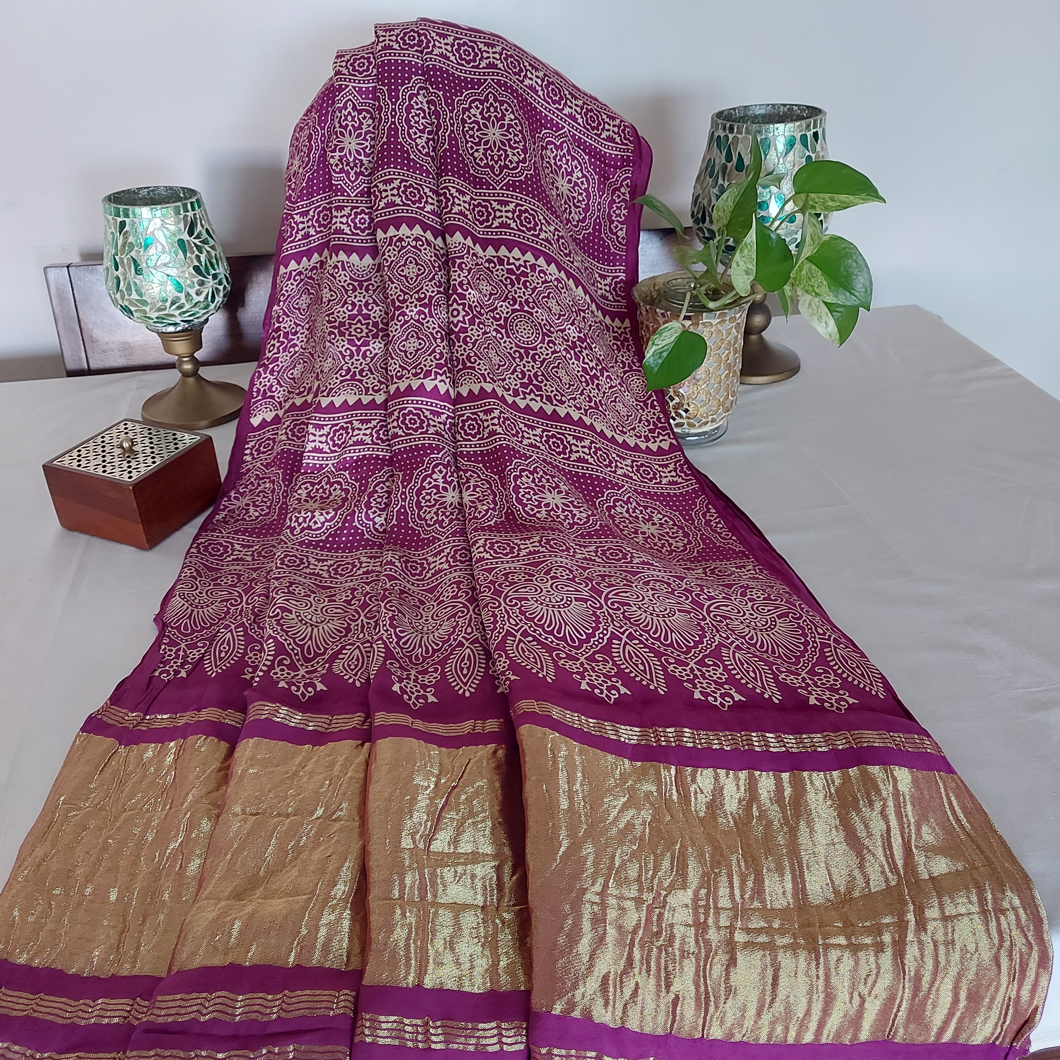 Modal Silk Azrakh ZigZagPurple