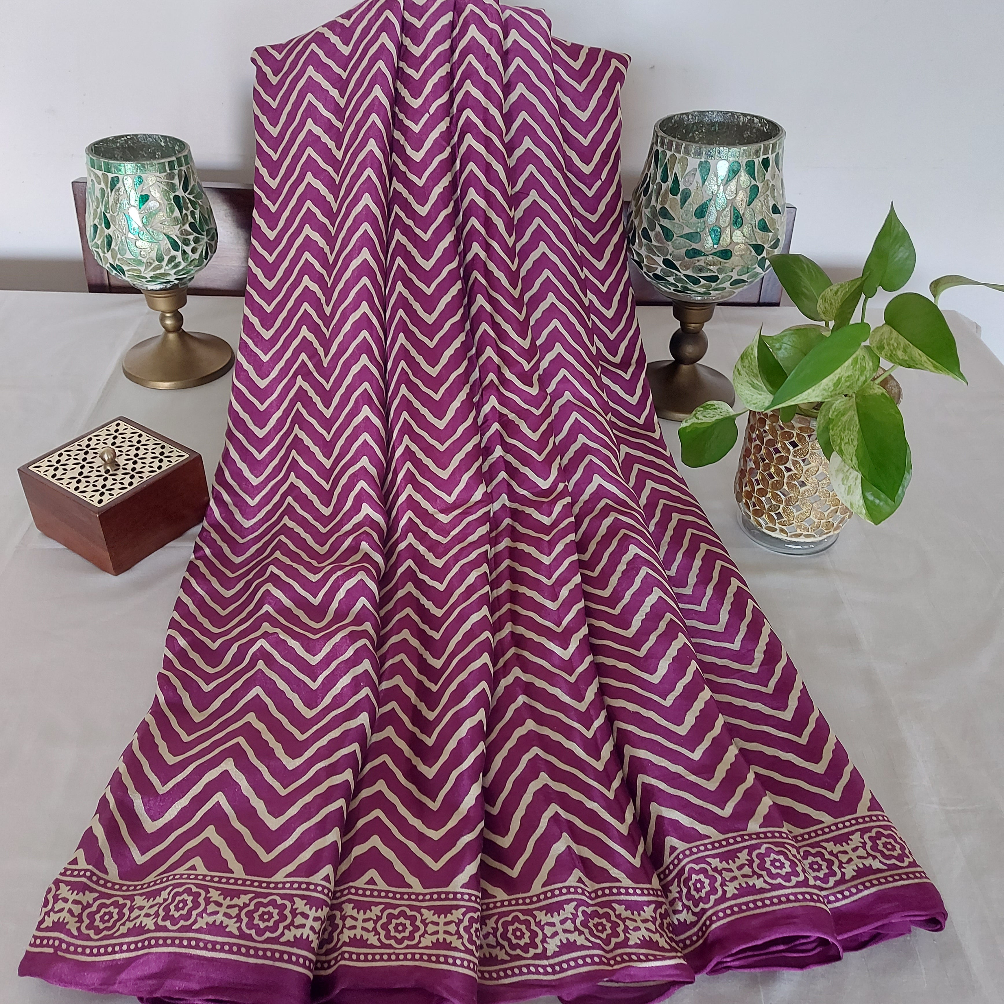 Modal Silk Azrakh ZigZagPurple