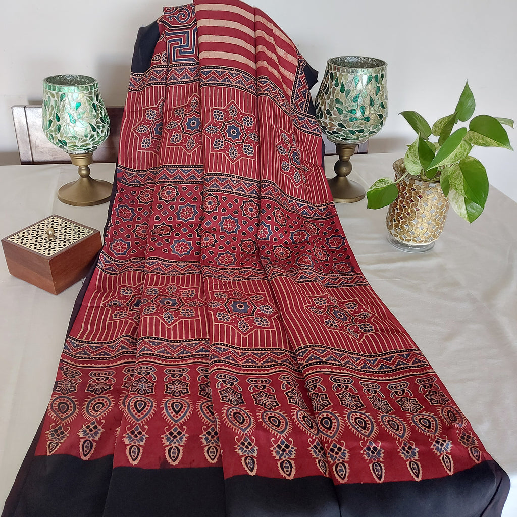 Dhruvika - Deep Red Ajrakh Block Print