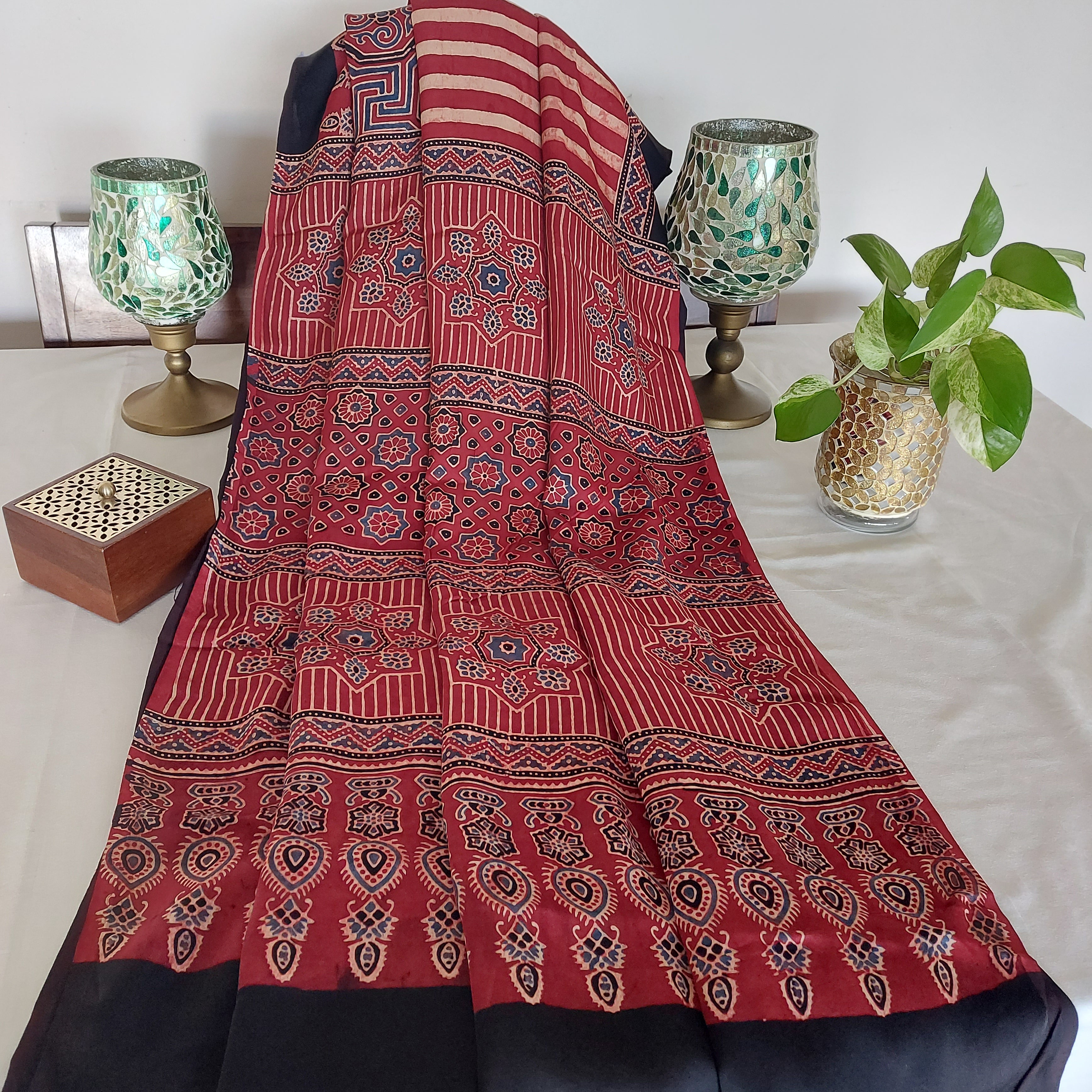 Dhruvika - Deep Red Ajrakh Block Print