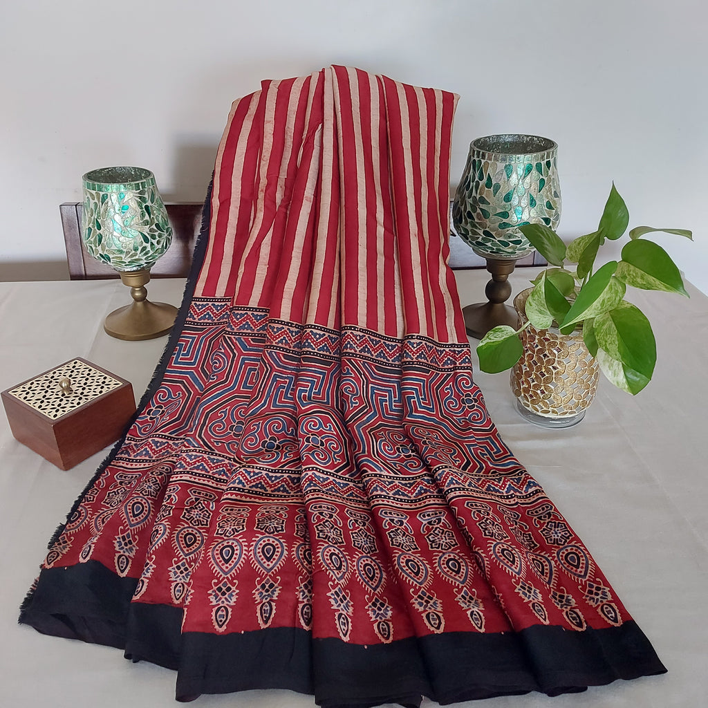 Dhruvika - Deep Red Ajrakh Block Print