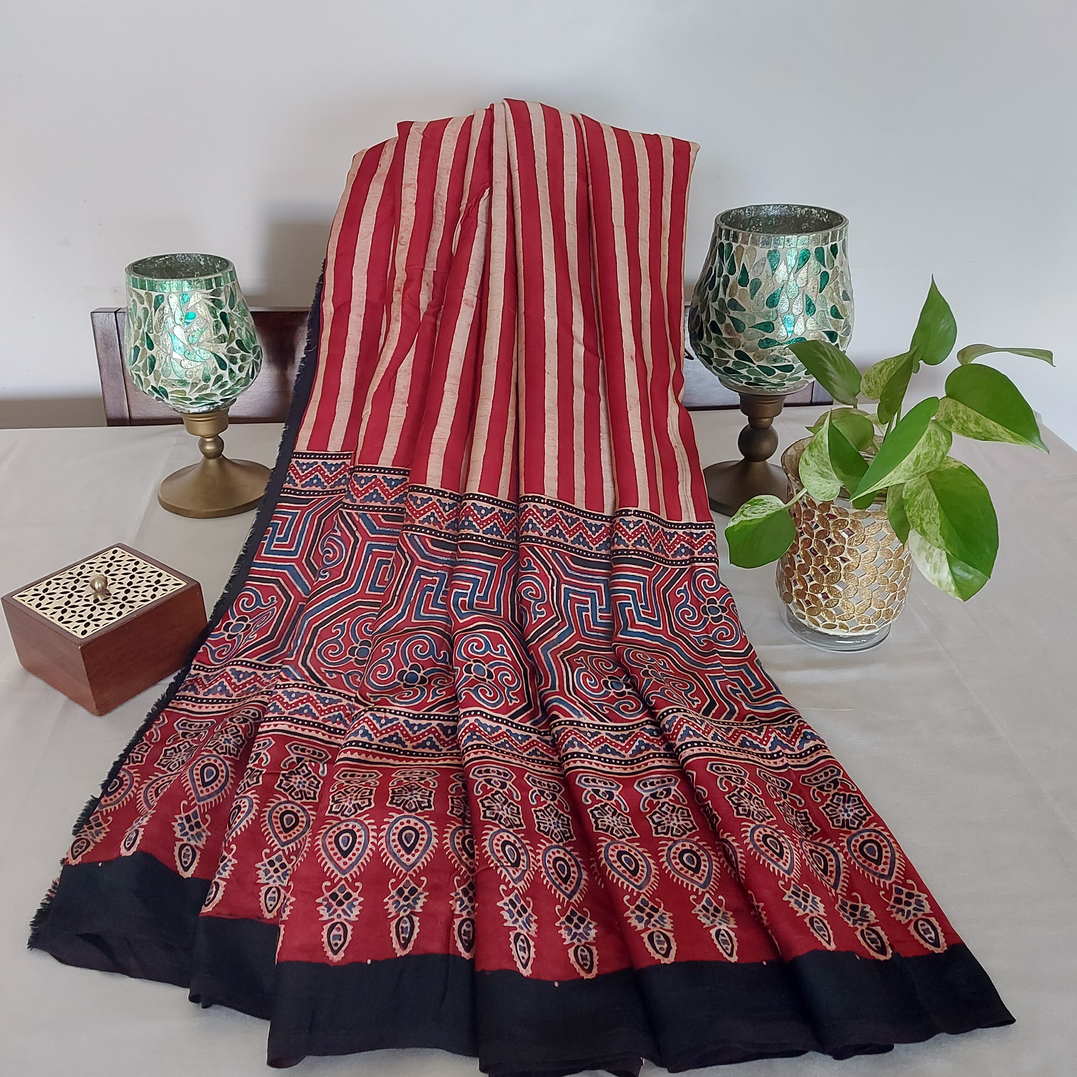 Dhruvika - Deep Red Ajrakh Block Print