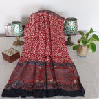 Raktima - Maroon Floral Block Print