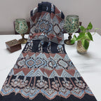 Gajra - Coke Brown, Butterfly and Elephant Block Print