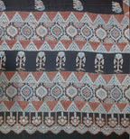 Gajra - Coke Brown, Butterfly and Elephant Block Print