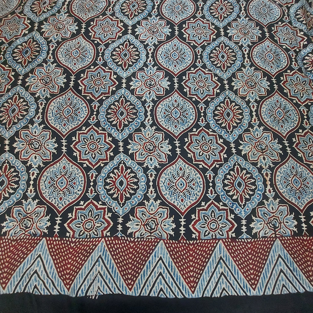 Gajra - Coke Brown, Butterfly and Elephant Block Print