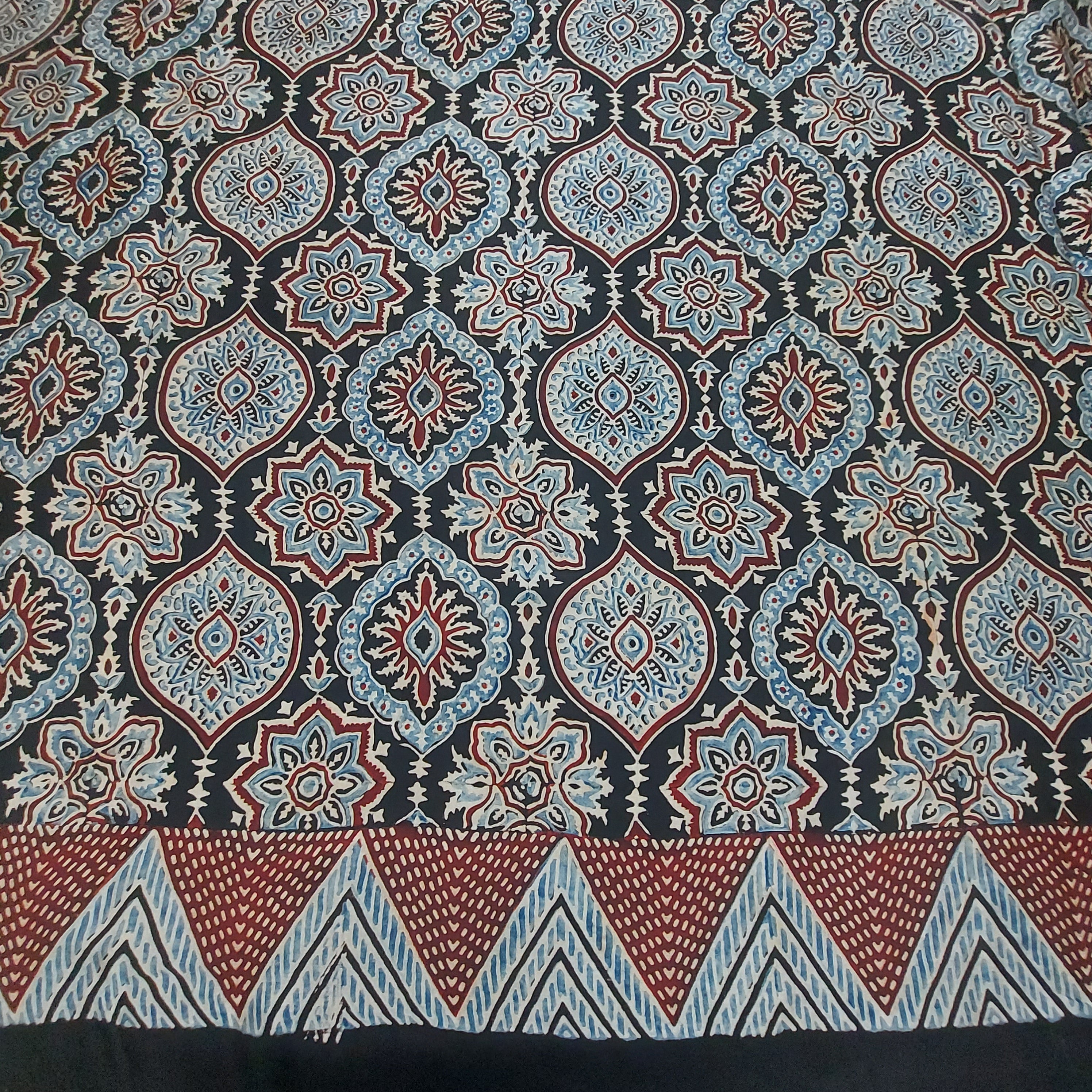 Gajra - Coke Brown, Butterfly and Elephant Block Print