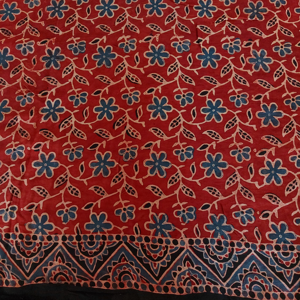 Raktima - Maroon Floral Block Print