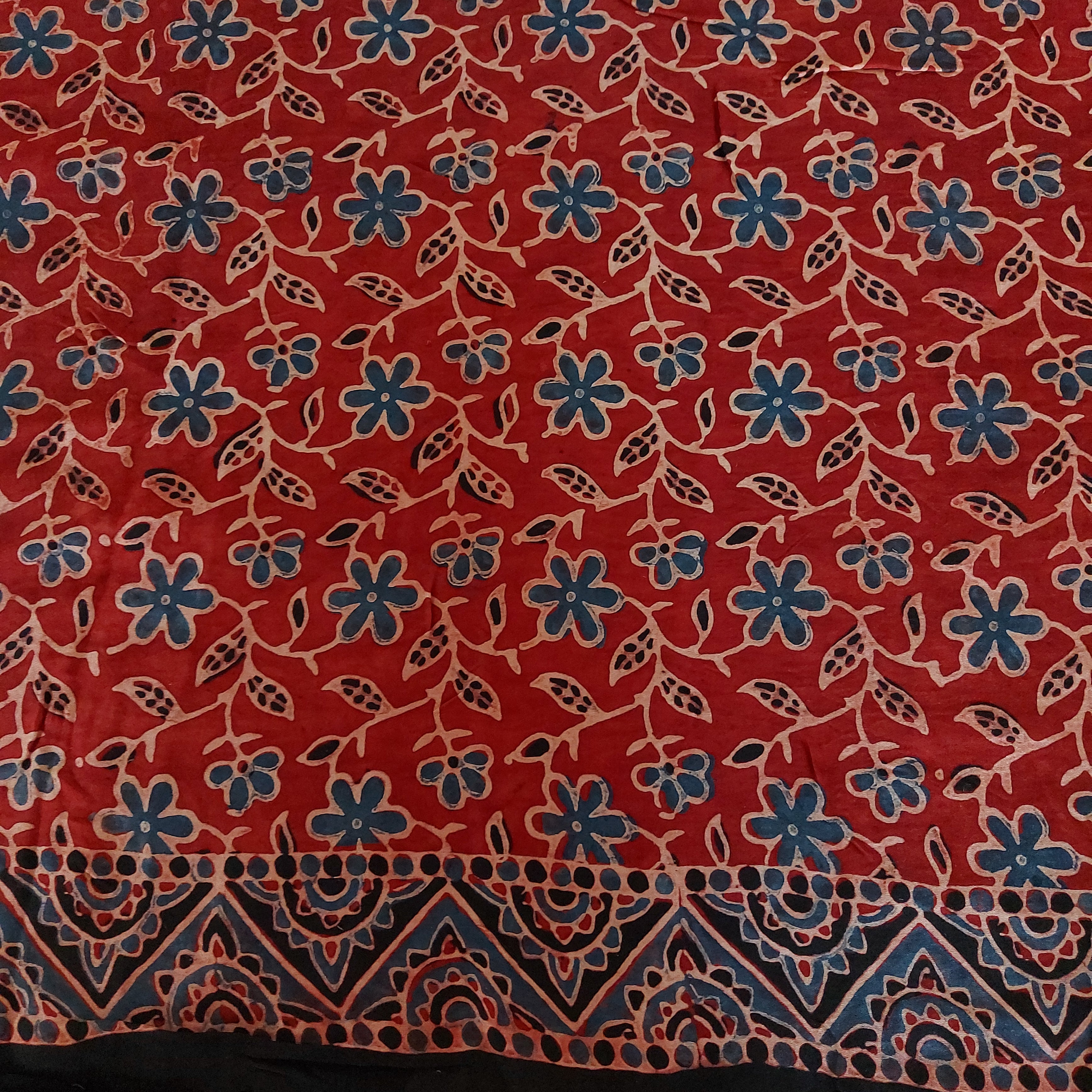 Raktima - Maroon Floral Block Print