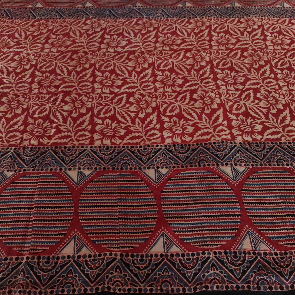 Raktima - Maroon Floral Block Print