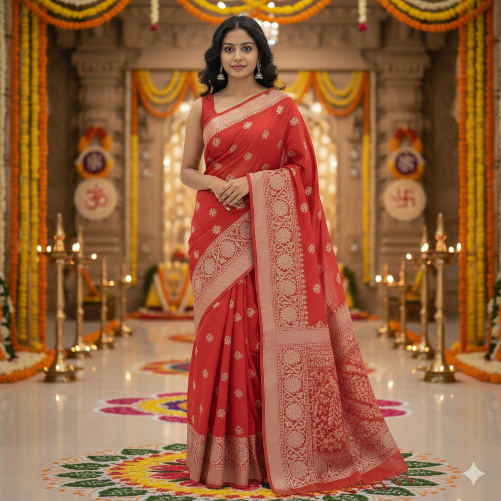 Banarasi Cotton-WeaveRed