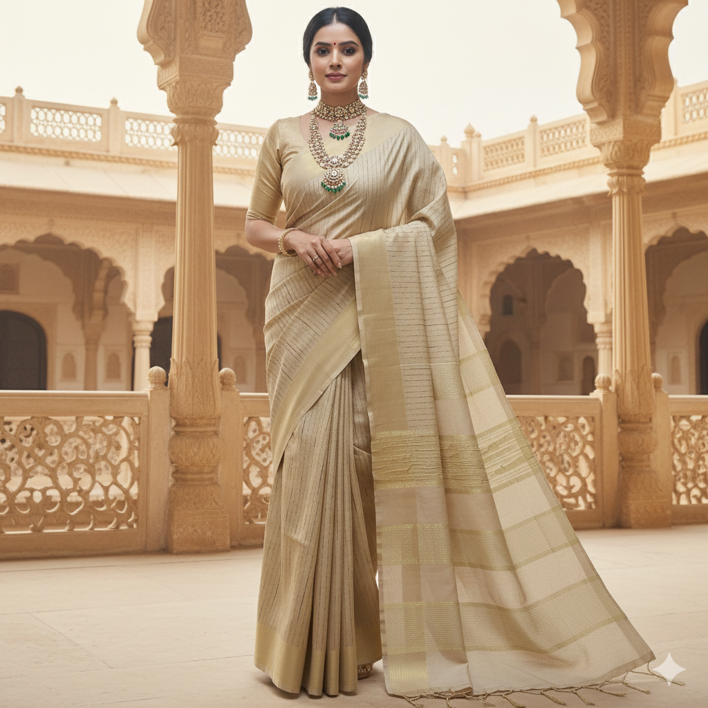 Matka Silk-self linesBeige