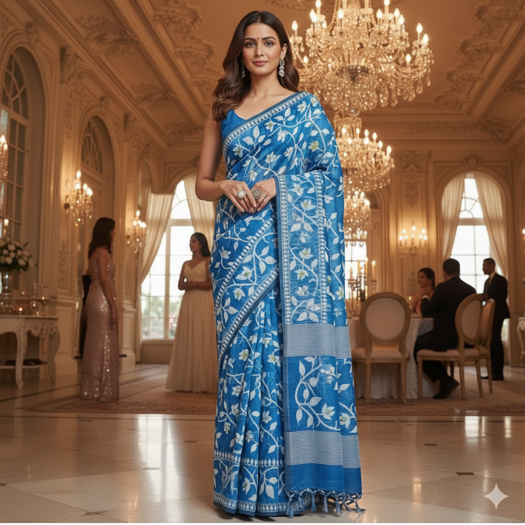 Cotton Dhakai Jamdani-JaalBlue