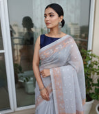 Sada Bahaar - Gray Handloom Jamdani