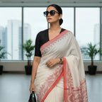 Purnima - White And Red Handloom Saree