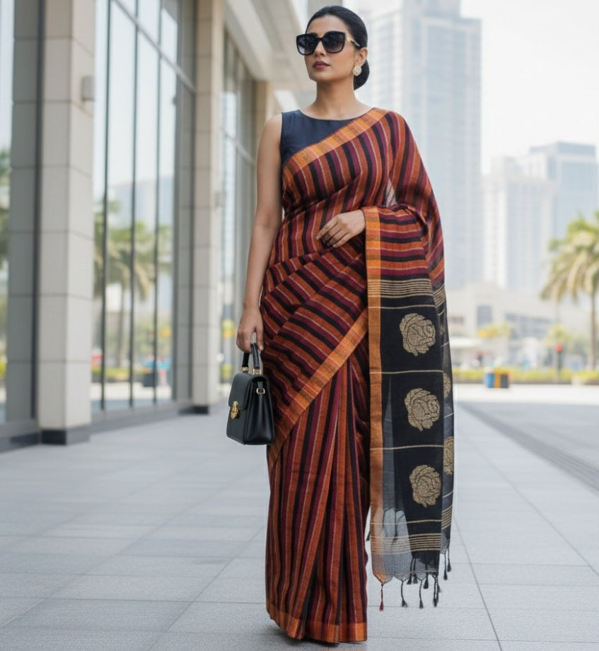 Sandhya - Black Linen-Cotton Blend