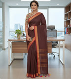 Fantasy - Dark Chocolate Linen Saree