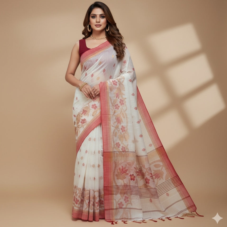 Cotton Silk -WhiteRed