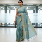 Ragini – Sky Blue Handwoven Katan Cotton