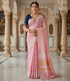 Chanderi Silk-Bagru print Soft Pink