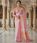 Chanderi Silk-Bagru print Soft Pink