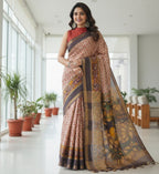 Chanderi Silk-Maheshwari printBrown
