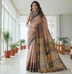 Chanderi Silk-Maheshwari printBrown